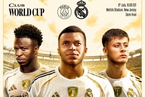 皇马发布世俱杯半决赛海报：姆巴佩C位，维尼修斯、居勒尔出镜